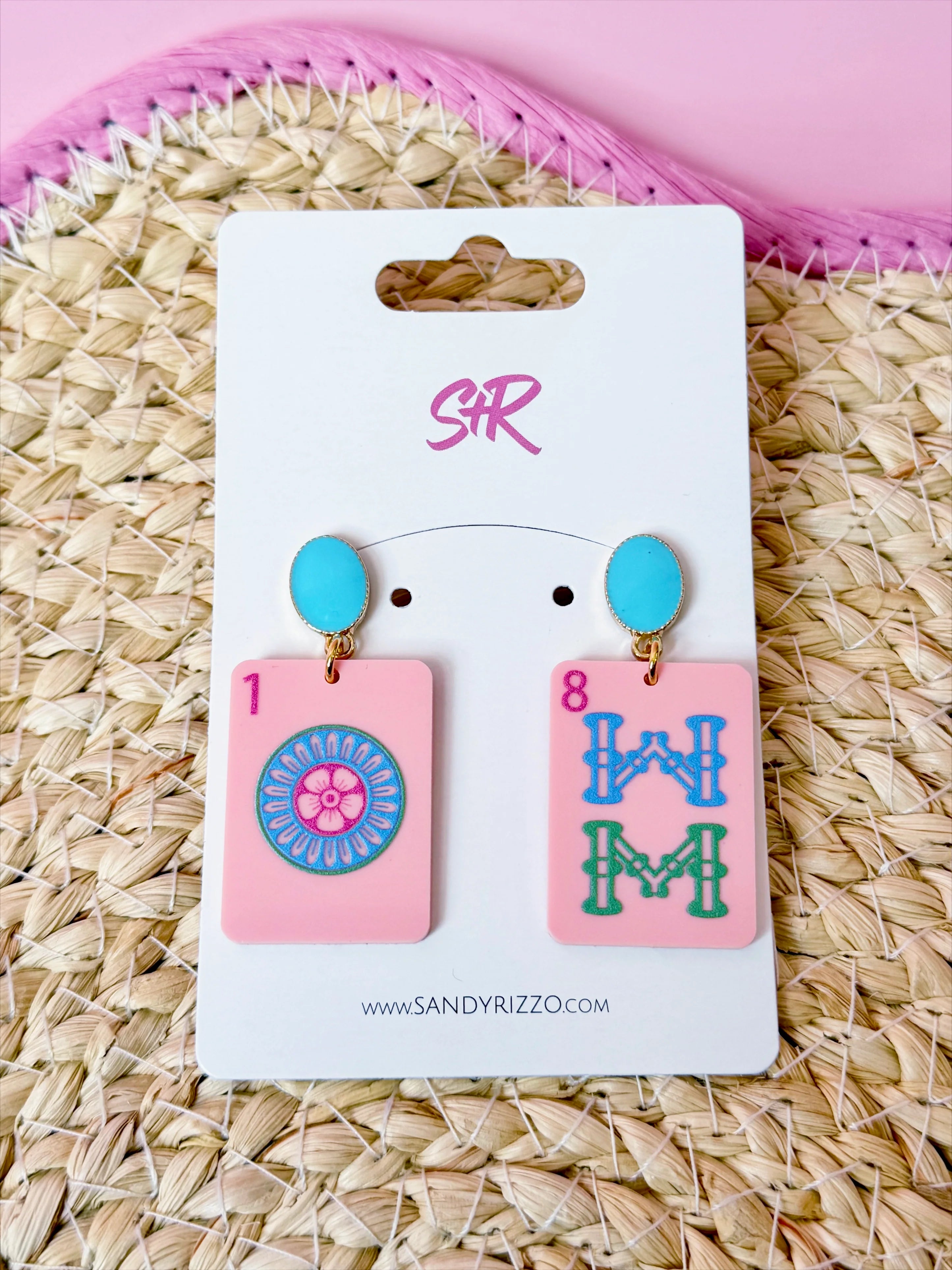 Pink Dot Bam Mahjong Earring