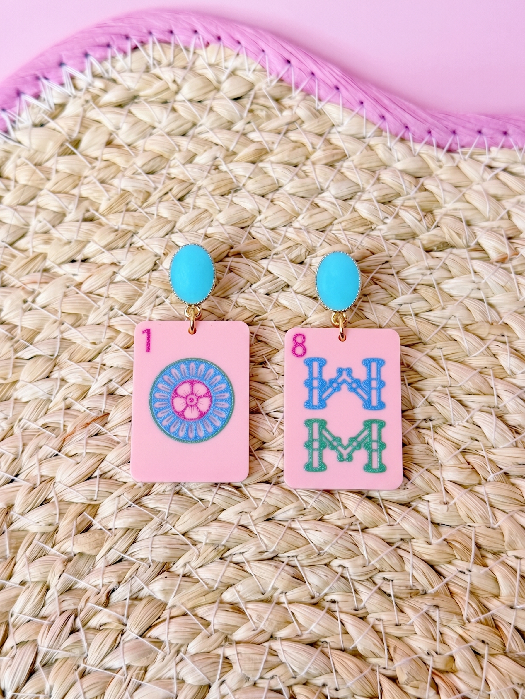 Pink Dot Bam Mahjong Earring